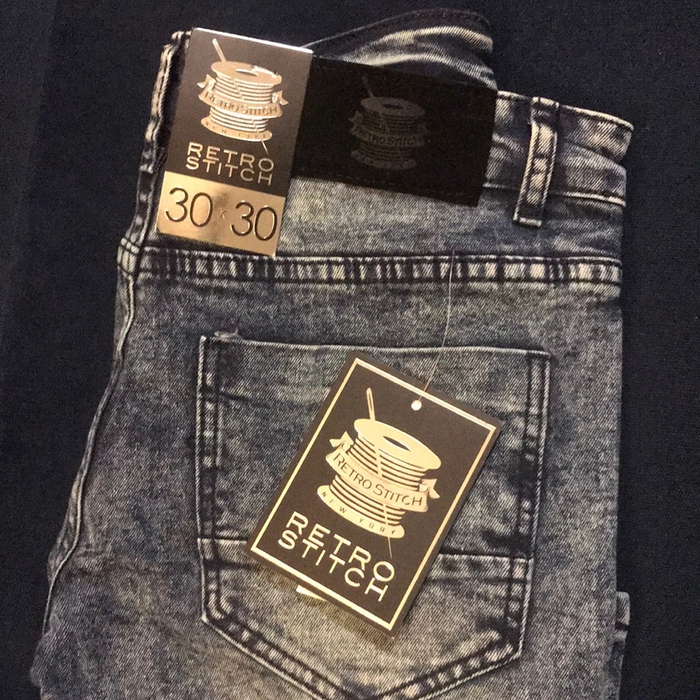 Retro stitch pants, color - blue